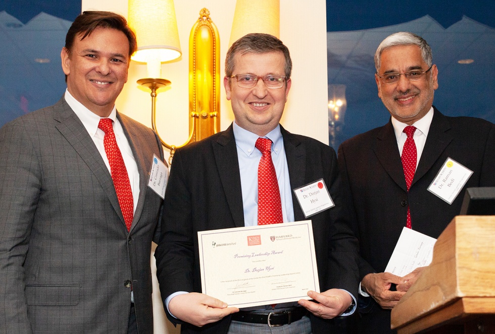 Photo from left to right: The Center for Oral Health’s Executive Director, Conrado Barzaga, Dr Dorjan Hysi and Professor Raman Bedi, Chairman, GCDFund