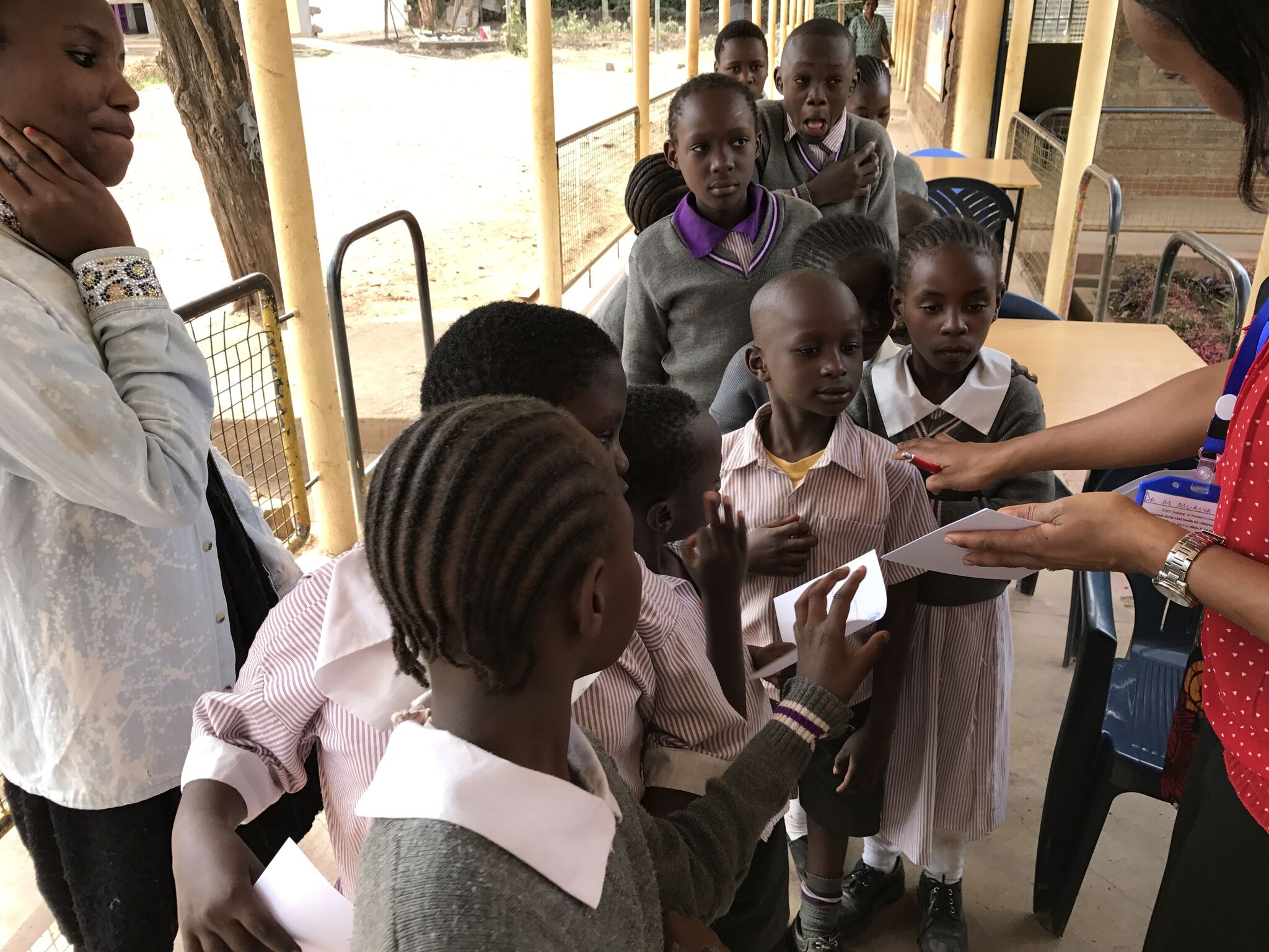 Children in a line in Kenya
